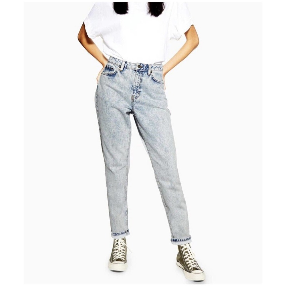 Topshop High-rise Mom Acid Wash Jeans Size 26